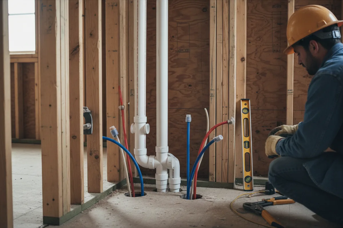 Drain and supply rough-in during Drain Cleaning in Cambridge City