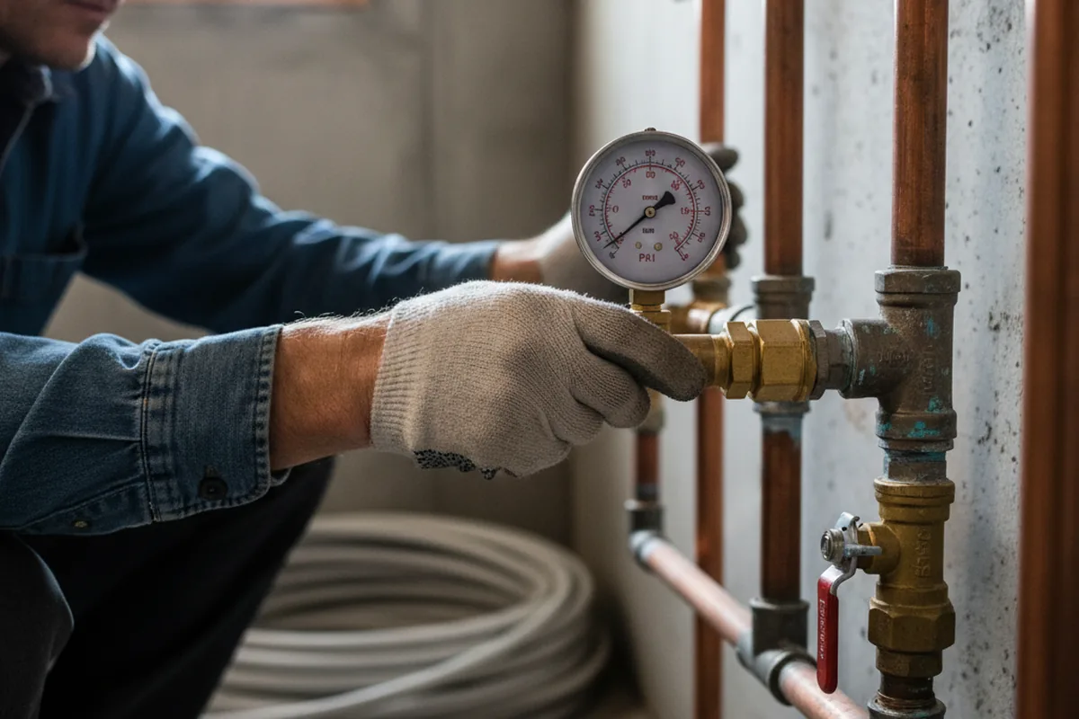 Pressure testing a repaired line during Water Line Repair in Cambridge City